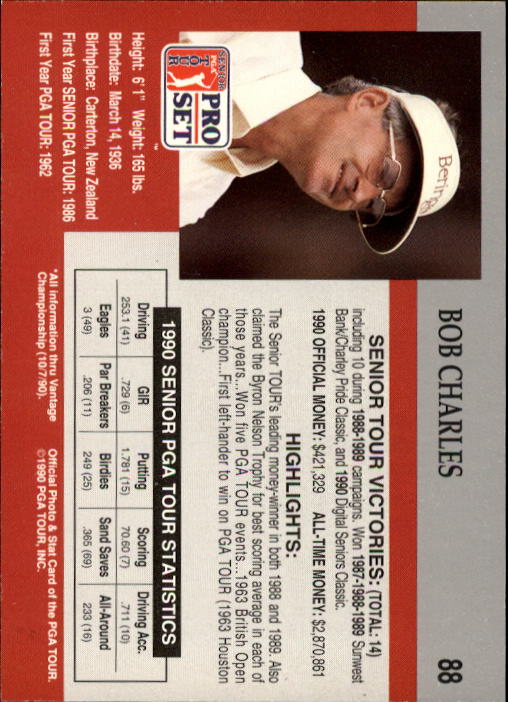 1990 Pro Set Golf Card Pick - Picture 173 of 199