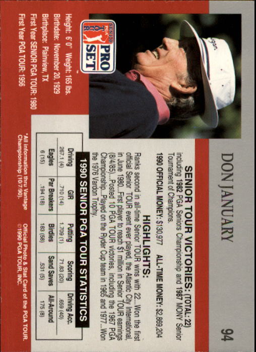 1990 Pro Set Golf Card Pick - Picture 185 of 199