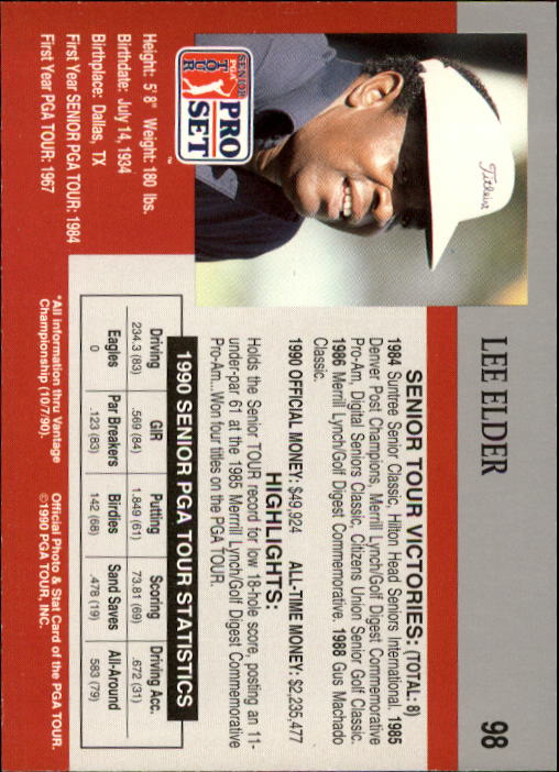 1990 Pro Set Golf Card Pick - Picture 193 of 199