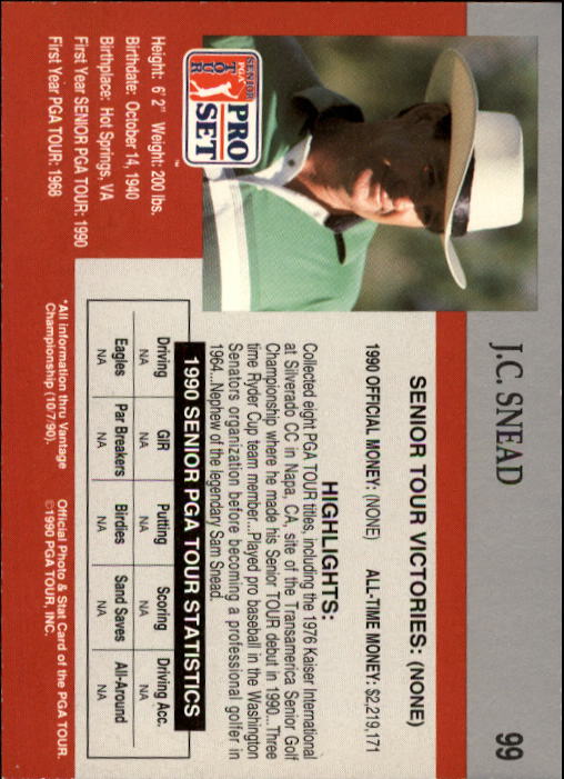 1990 Pro Set Golf Card Pick - Picture 195 of 199