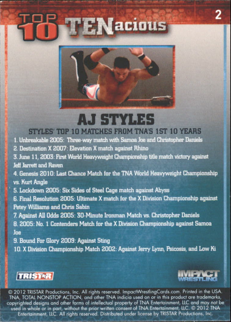 2012 TRISTAR TNA Impact TENacious Wrestling Card Pick - Picture 5 of 179