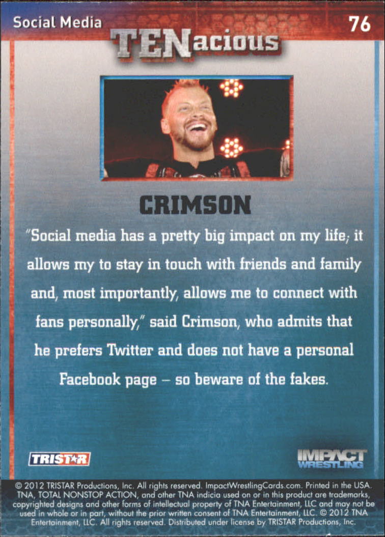 2012 TRISTAR TNA Impact TENacious Wrestling Card Pick - Picture 137 of 179