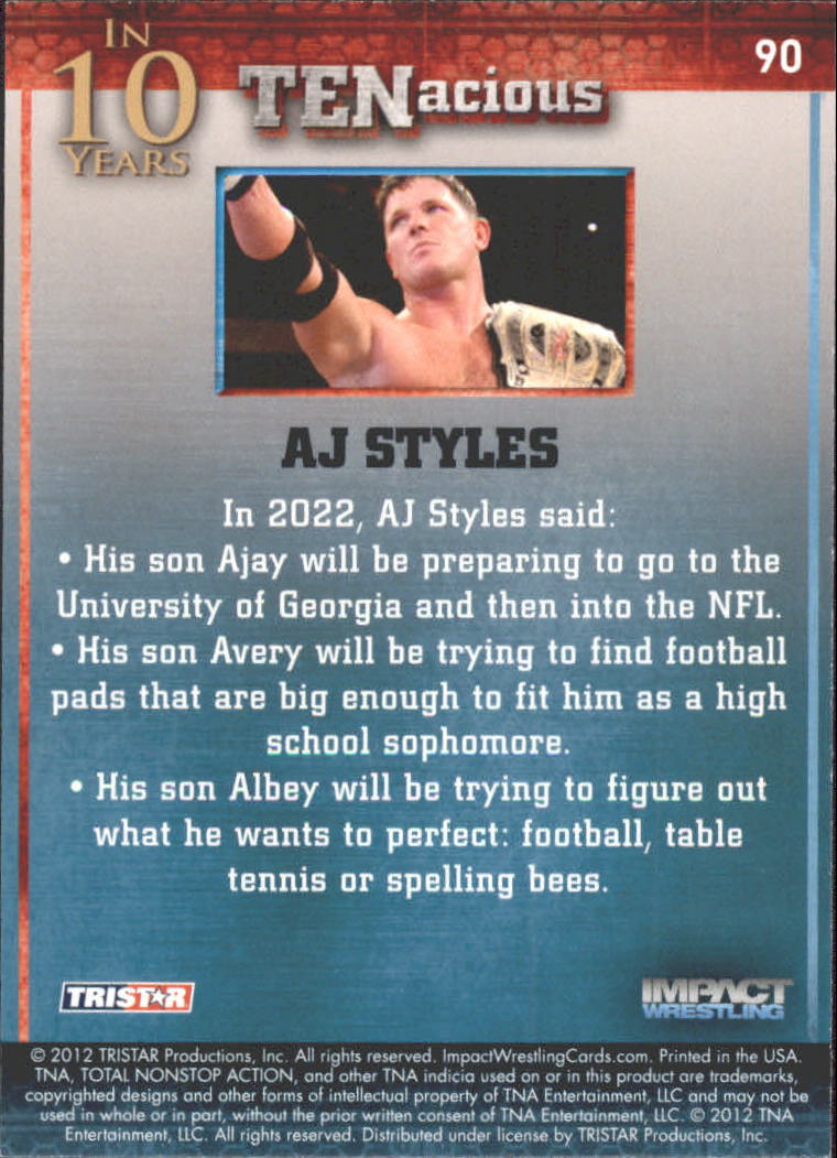2012 TRISTAR TNA Impact TENacious Wrestling Card Pick - Picture 161 of 179