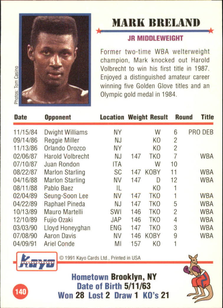 1991-1992 Kayo Round One Boxing Cards - Superstars Legends (Pick Your ...