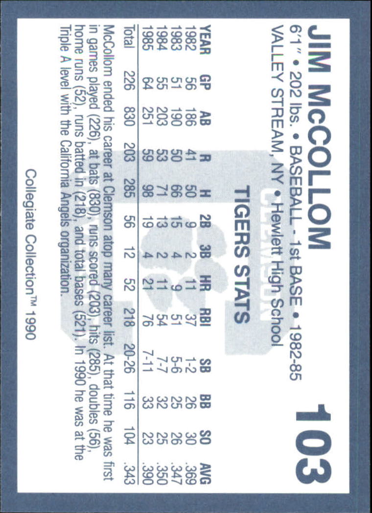 A9504- 1990-91 Clemson Collegiate Collection 1-200 -You Pick- 15+ FREE US SHIP - Picture 203 of 395