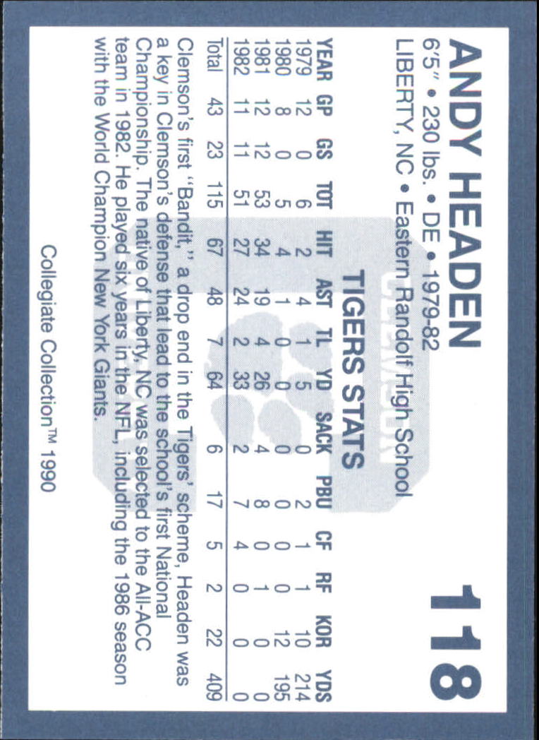 A9504- 1990-91 Clemson Collegiate Collection 1-200 -You Pick- 15+ FREE US SHIP - Picture 233 of 395