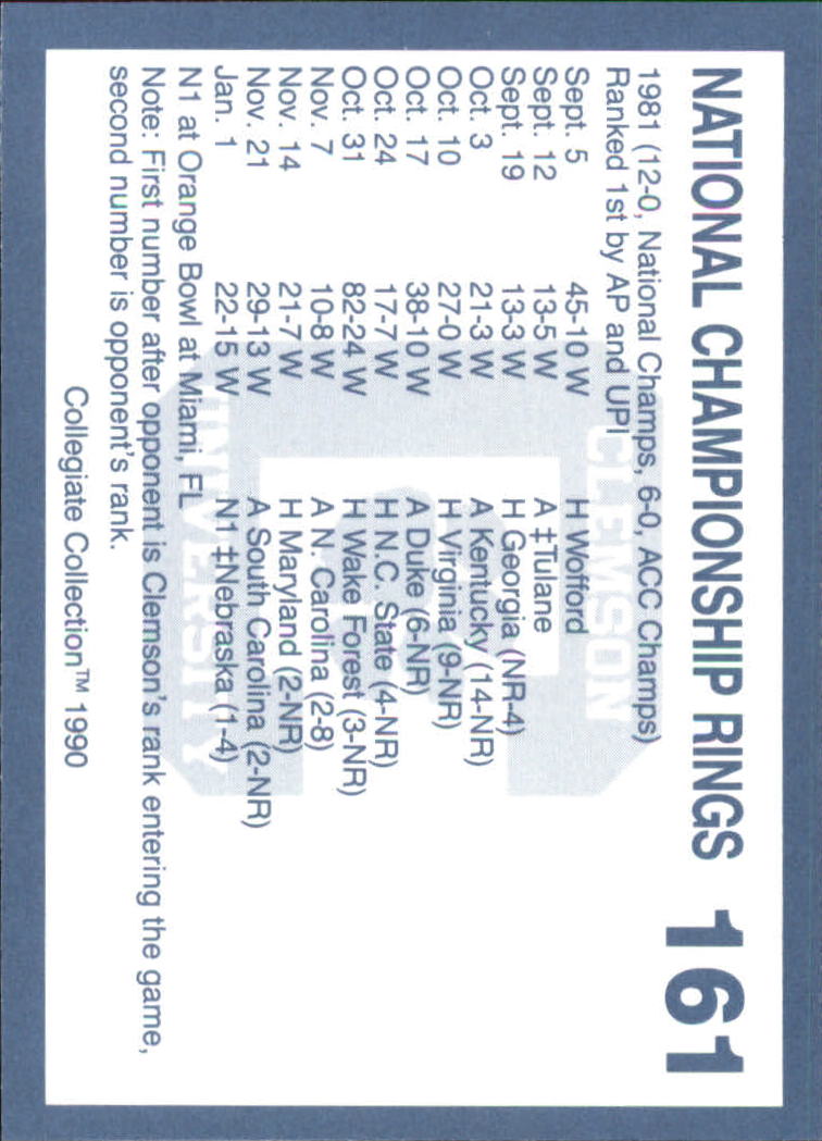 A9504- 1990-91 Clemson Collegiate Collection 1-200 -You Pick- 15+ FREE US SHIP - Picture 317 of 395