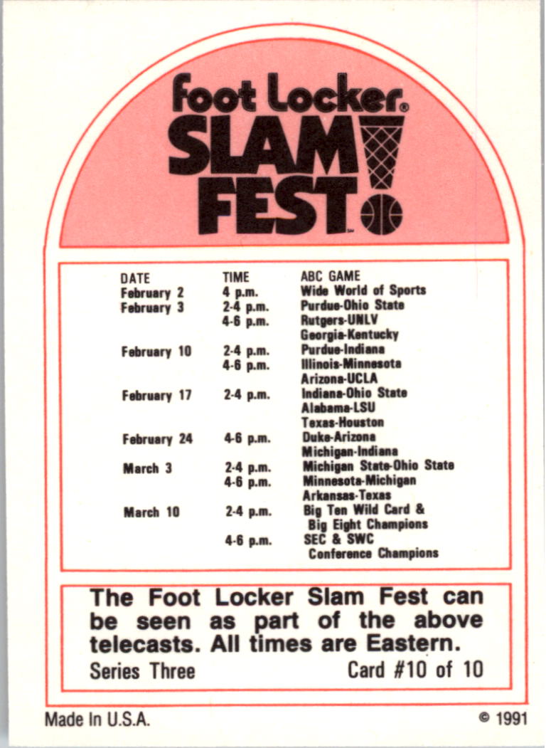 1991 Foot Locker Slam Fest Multi-Sport Cards - Picture 57 of 57