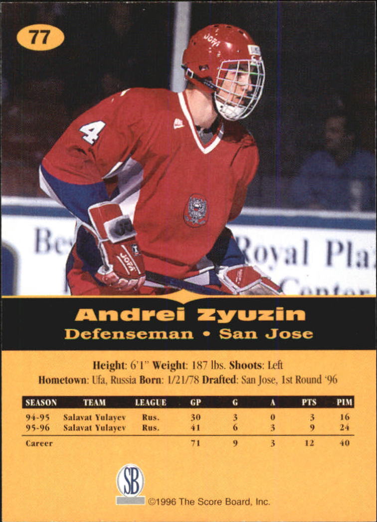 1996 Score Board All Sport PPF - #199 Andrei Zyuzin (RC)