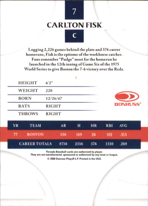 2008 Donruss Threads Baseball "Main Set" Cards #1 to #148 - Picture 15 of 196