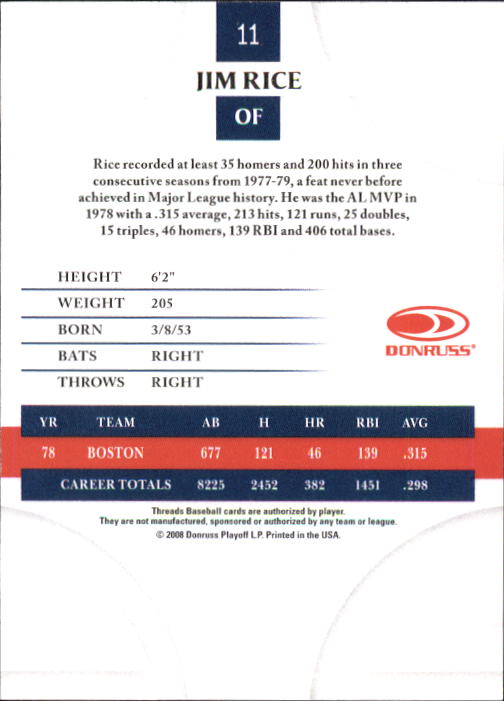 2008 Donruss Threads Baseball "Main Set" Cards #1 to #148 - Picture 23 of 196