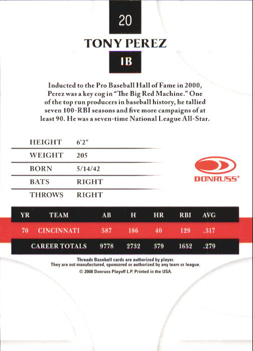 2008 Donruss Threads Baseball "Main Set" Cards #1 to #148 - Picture 40 of 196