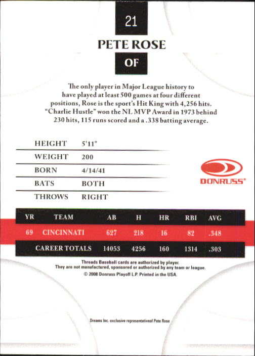 2008 Donruss Threads Baseball "Main Set" Cards #1 to #148 - Picture 42 of 196