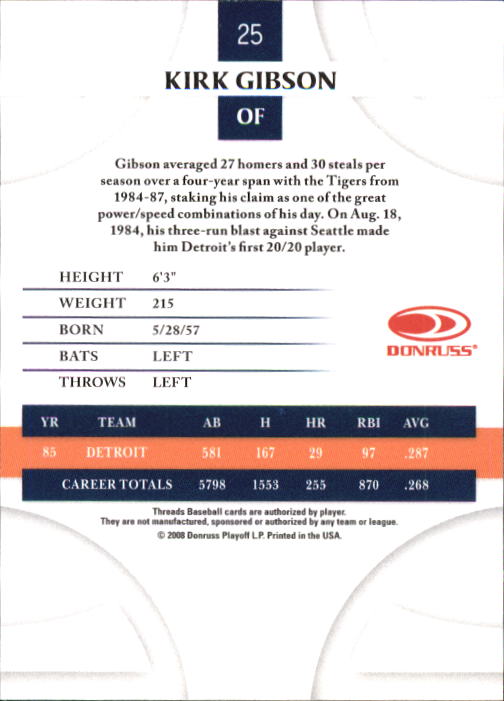 2008 Donruss Threads Baseball "Main Set" Cards #1 to #148 - Picture 50 of 196