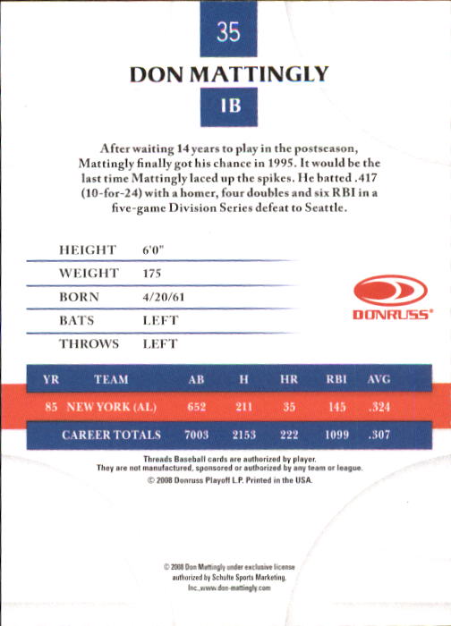 2008 Donruss Threads Baseball "Main Set" Cards #1 to #148 - Picture 67 of 196