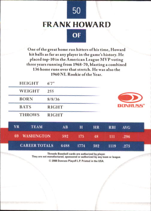 2008 Donruss Threads Baseball "Main Set" Cards #1 to #148 - Picture 95 of 196