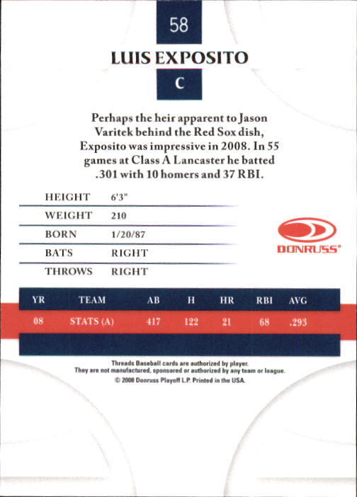 2008 Donruss Threads Baseball "Main Set" Cards #1 to #148 - Picture 111 of 196