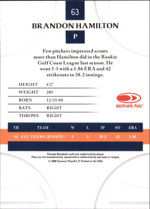 2008 Donruss Threads Baseball "Main Set" Cards #1 to #148 - Picture 121 of 196