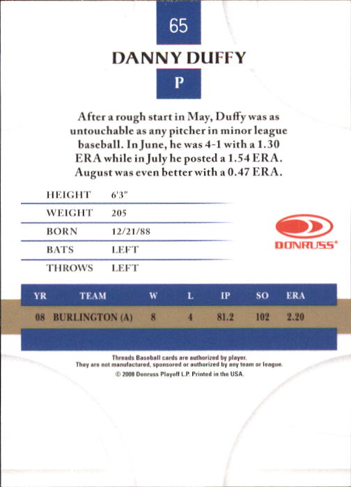 2008 Donruss Threads Baseball "Main Set" Cards #1 to #148 - Picture 125 of 196