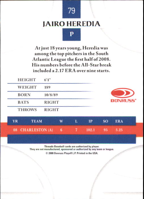 2008 Donruss Threads Baseball "Main Set" Cards #1 to #148 - Picture 153 of 196
