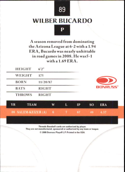 2008 Donruss Threads Baseball "Main Set" Cards #1 to #148 - Picture 172 of 196