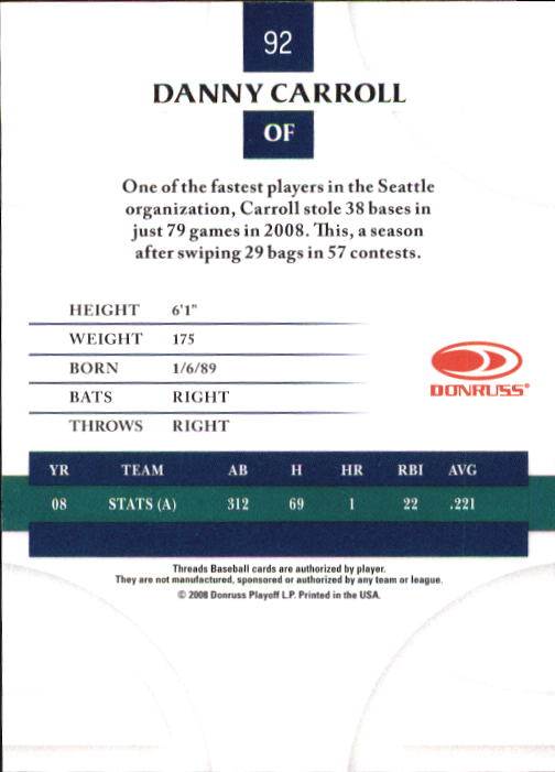 2008 Donruss Threads Baseball "Main Set" Cards #1 to #148 - Picture 178 of 196