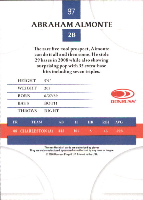 2008 Donruss Threads Baseball "Main Set" Cards #1 to #148 - Picture 188 of 196
