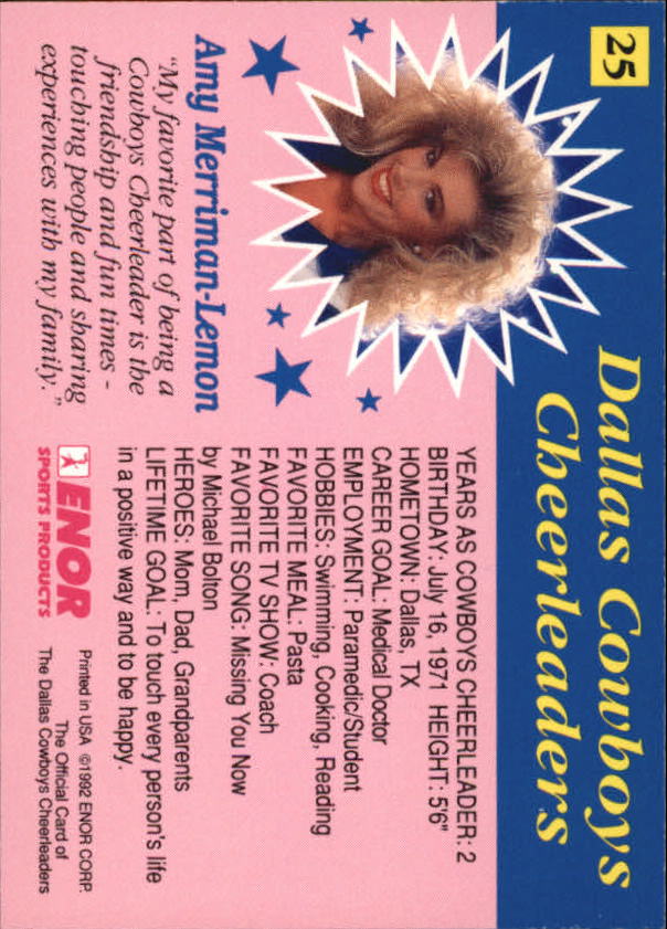 1992 Dallas Cowboy Cheerleaders Cards 1-41 (A0461) - You Pick - 10 ...