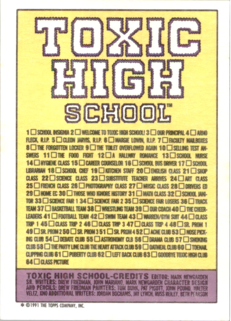 A9604- 1992 Toxic High Comic Card #s 1-88 -You Pick- 15+ FREE US SHIP