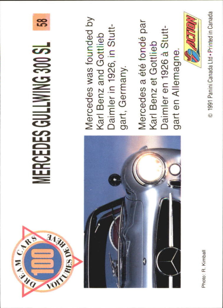 De Lorean #4 Dream Cars 1991 Panini Trading Card