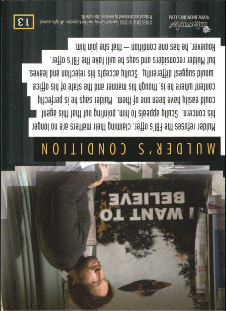 A5636- 2008 X-Files I Want to Believe Card #s 1-72 -You Pick- 15+ FREE US SHIP - Picture 23 of 133