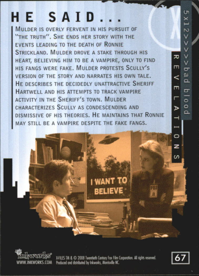 A5636- 2008 X-Files I Want to Believe Card #s 1-72 -You Pick- 15+ FREE US SHIP - Picture 125 of 133
