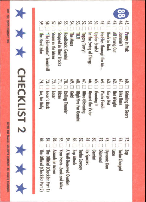 1991 American Gladiators #s 1-88 + Inserts (A3987) - You Pick - 10+ FREE SHIP