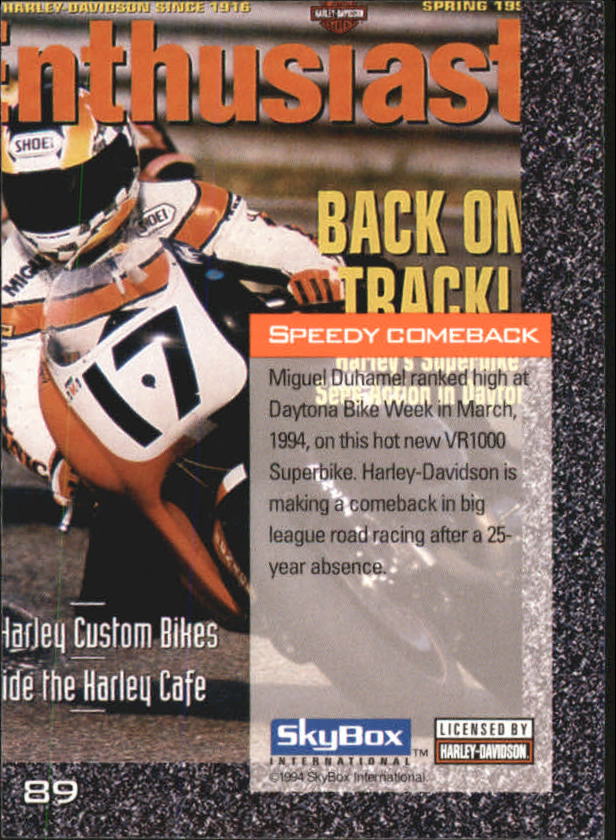 1994 Harley Davidson Collector Cards 1-80 (A5009) - You Pick - 10+ FREE SHIP - Picture 179 of 181
