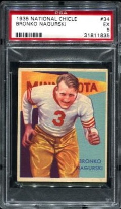 1935 Bronko Nagurski and the top ten most valuable football cards