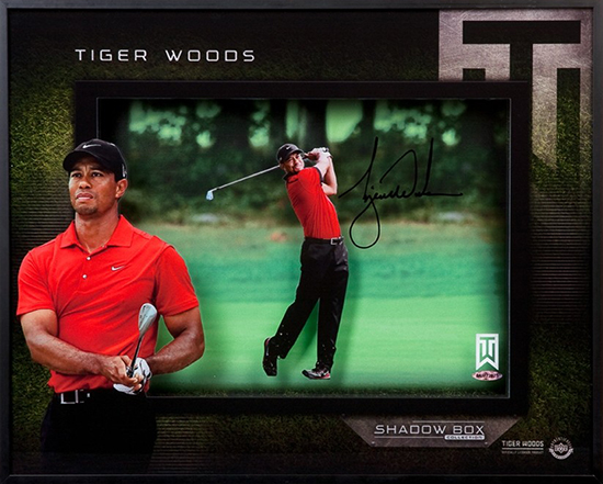 Upper Deck Authenticated Memorabilia Autographed Shadow Box Tiger Woods Front Beckett News