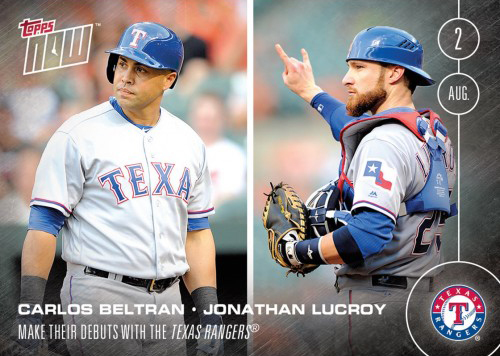 Carlos Beltran/Jonathan Lucroy - 8/2/16 TOPPS NOW® Card 308