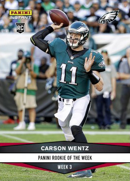 2016 Panini Jersey Fusion CARSON WENTZ Game Used Swatch Green Patch Eagles