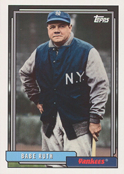 NEW YORK YANKEES COLOR BABE RUTH IN DUGOUT CLOSEUP