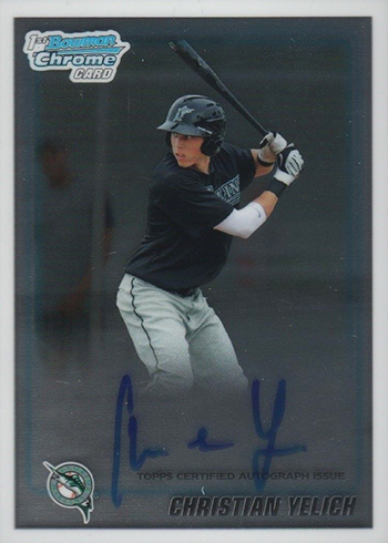 Autographed Miami Marlins Christian Yelich 2013 Bowman Chrome Draft MLB  Refractor #40 Beckett Fanatics Witnessed Authenticated 10 Rookie Card