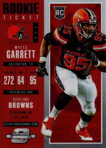 MYLES GARRETT ROOKIE JERSEY #95 BROWNS RC 2017 PANINI- DONRUSS OPTIC  FOOTBALL