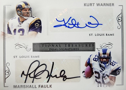 National Treasures Rookie Gear Jersey Rams Todd Gurley Marshall Faulk 08/10  2015 |