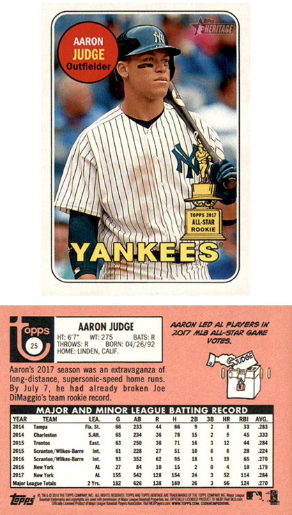  2018 Topps Heritage #25 Aaron Judge Baseball Card