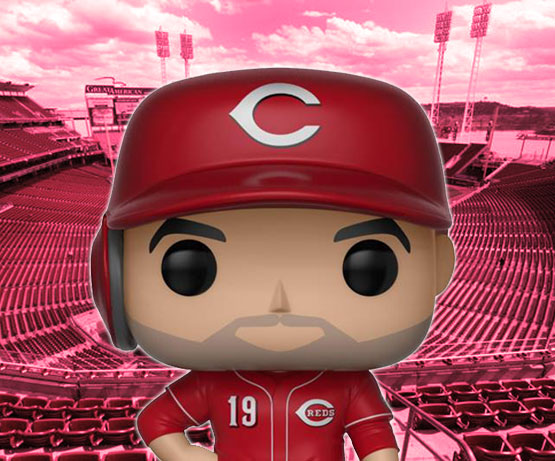 A fan giveaway Funko Pop! toy of former Cincinnati Reds player