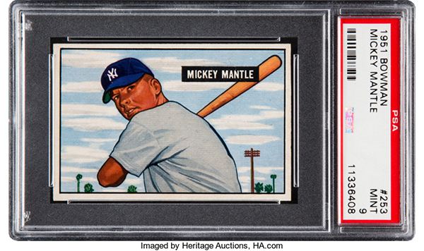 1951 Bowman Mickey Mantle Rookie Card PSA 9 Heritage April 2018 600
