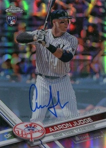 Autographed New York Yankees Aaron Judge 2017 Topps Chrome