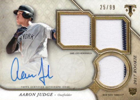 2017 Topps Triple Threads Aaron Judge Auto Triple Relic - Beckett News ショッピング人気商品 MLB2017 TOPPS TRIPLE THREADS 野球/サッカーゲーム