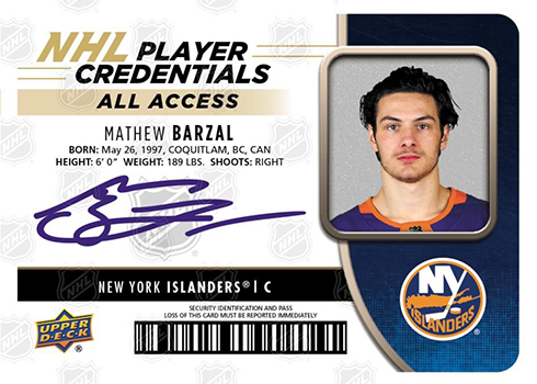 2018-19 Upper Deck MVP Hockey NHL Player Credentials All Access