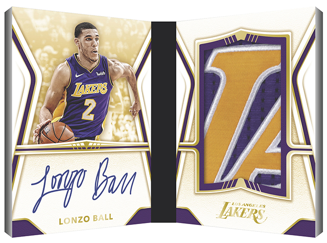 Lonzo Ball Auto signed Jersey Patch w/ Ball Card Rookie 15/25 Lakers 2017-18