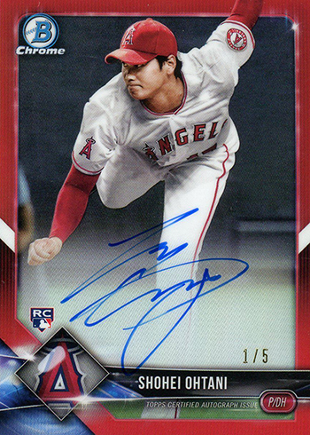 First Bowman Chrome Shohei Ohtani Red Refractor Autograph Sells